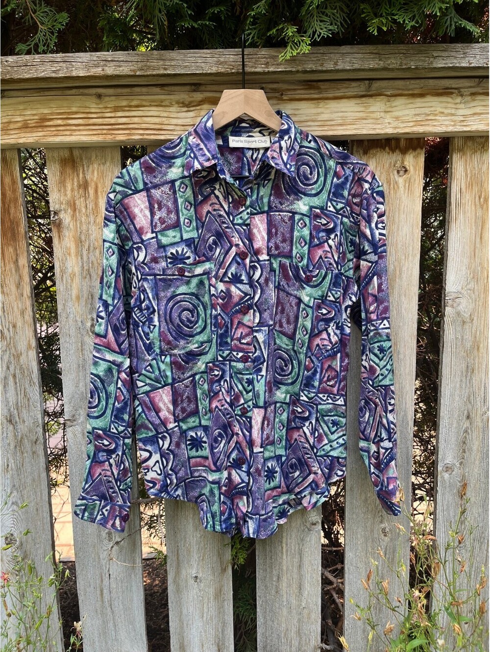80s 90s Vintage Paris Sport Club S Small Art to Wear Mosaic Patchwork